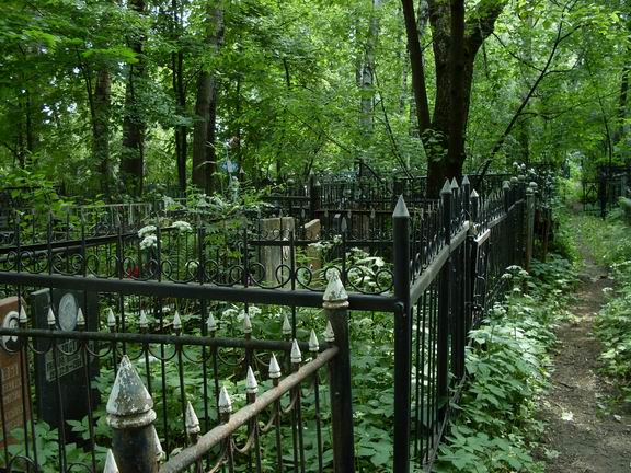 Справа - дорожка разделяющая кладбище на участки. Фото Евгения Румянцева